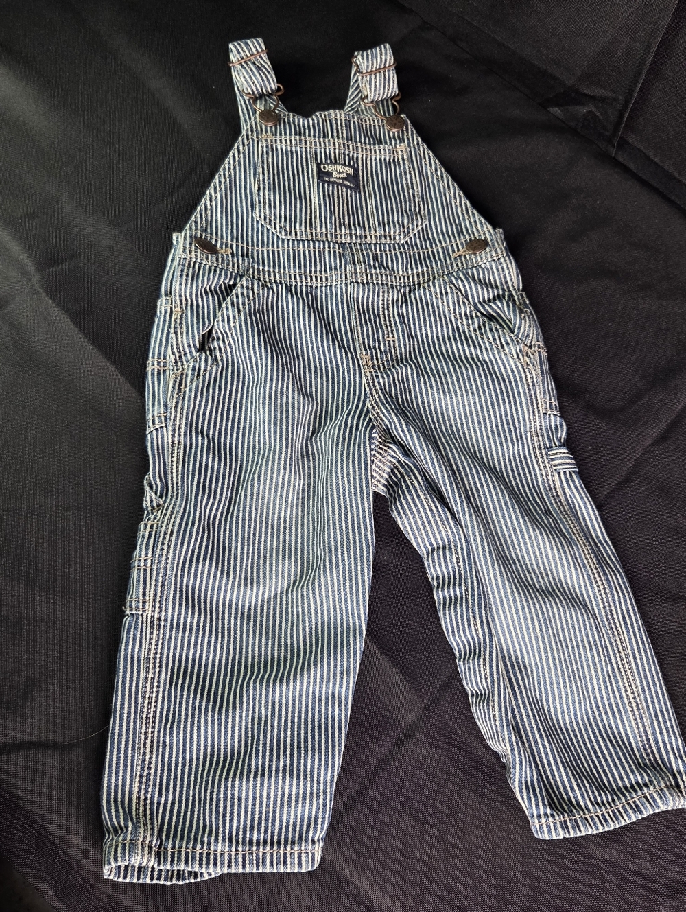 Oshkosh B'Gosh Denim Railroad Stripes Overall 18 Mo